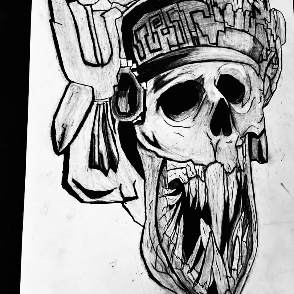 π§¨Original Skull Goth Dark Wall Decor Horror Drawing Art (SEND ANY OFFERβΌοΈ)𧨠- Picture 3 of 4